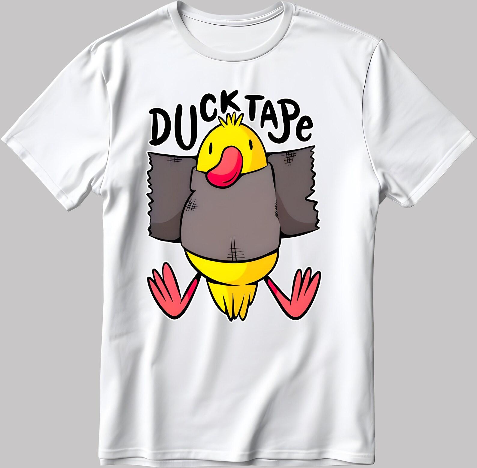 Funny Duck Tape Figure Short Sleeve White-Black Men s / Women s T-Shirt E134 M