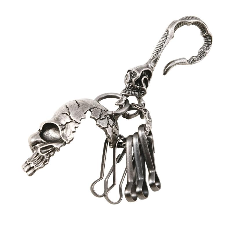 Modern Gothic Skull Keychain Halloween Creativity Key Holder For Purse or Belt Decoration Strong Alloy Ornament