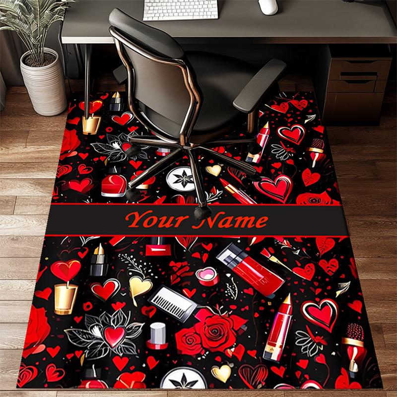 1PC Custom Name Love Makeup Artistry Theme Floor Mat Ideal for Living Room, Game Rooms, Office, Bedroom,Floor Mat Playful Design