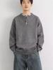 2025 Men's High-Quality Solid Color Retro Henley Knitwear for Autumn/Winter