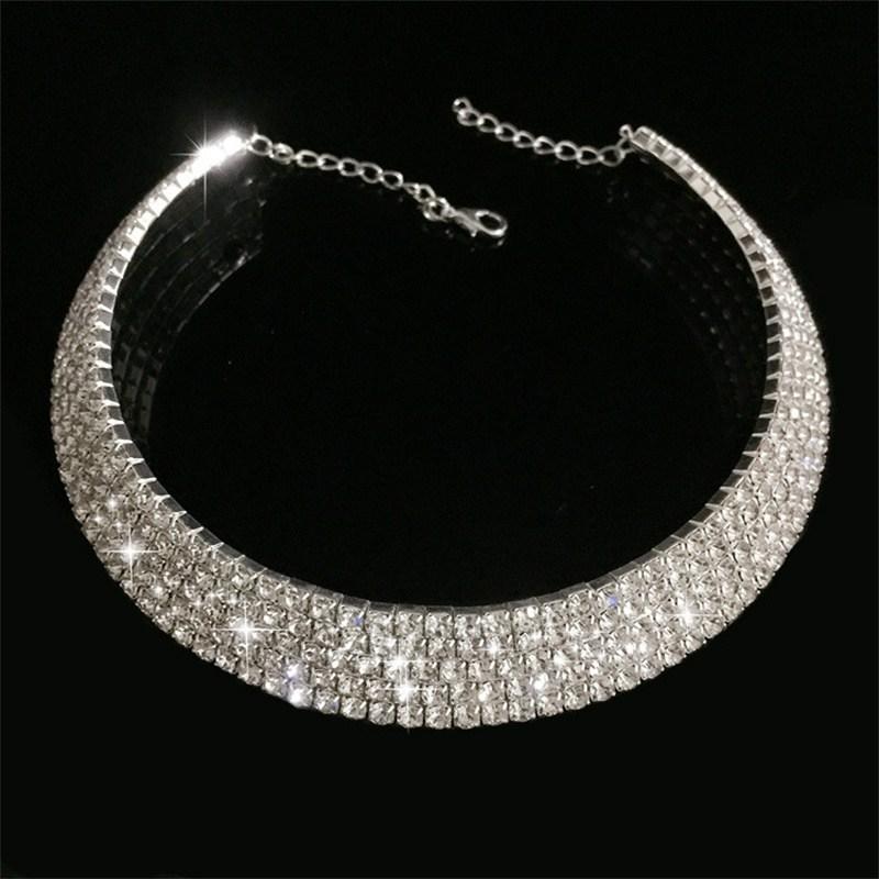 

Short Neck Band Fully-Jewelled Crystal Choker Neckband Necklace Women Wholesale Chain Gang Drill Harajuku Fashion and Clavicle Chain Neck