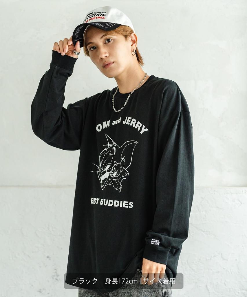 [IMPROVES] Casual [TOM & JERRY] Custom-made Buddies Vintage-Like Long Sleeve T-Shirt, Men's, White