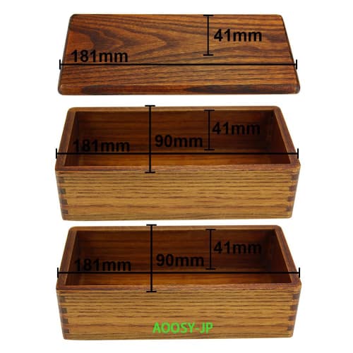 AOOSY Bento Box, Zweistöckige quadratische Lunchbox, 800 ml Fassungsvermögen, mit T-förmiger Trennwand, Antibakteriell, Naturlackbeschichtung, Holzlöffel und -gabel, Hand