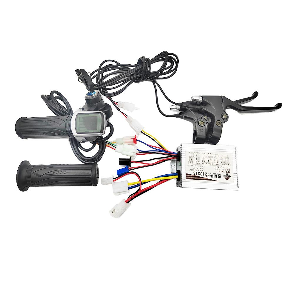 Controlador de Motor Cepillado 24V 36V 48V 250W 350W 500W Acelerador Pantalla LCD Kit de Frenos Eléctricos para Bicicleta Eléctrica Scooter Motor DC
