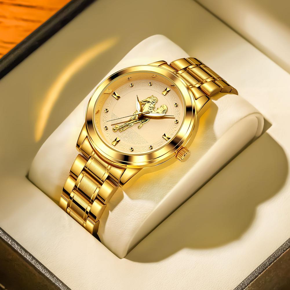 OPK 8141 Original Business Men's Watch Waterproof Luminous Stainless Steel Golden Luxury Classic Quartz Wristwatch for Man New