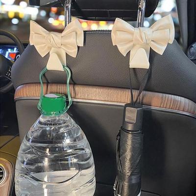 Car Seat Back Hook Bow Knot Storage Hook PU Leather Interior Bag Car Holder Clips Auto Universal Purse Fastener Accessories T9F3