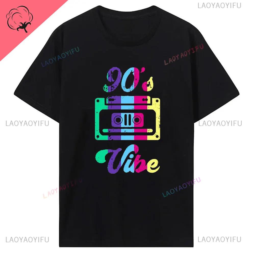 90s Vibe 1990 Style Fashion 90 Theme Outfit Nineties Costume TShirt Funny Graphic Tee Tops Unisex Fashion Clothing Cotton Tees