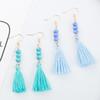 Bohemian Acrylic Bead Women Girls Tassel Hook Earrings Long Dangle Party Jewelry