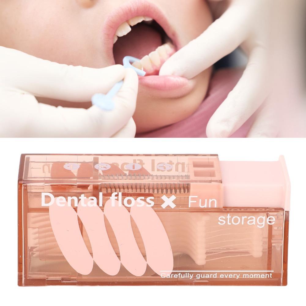 3 Pcs Portable Dental Floss Dispenser Refillable Automatic Toothpick Dispenser  Travel розовый