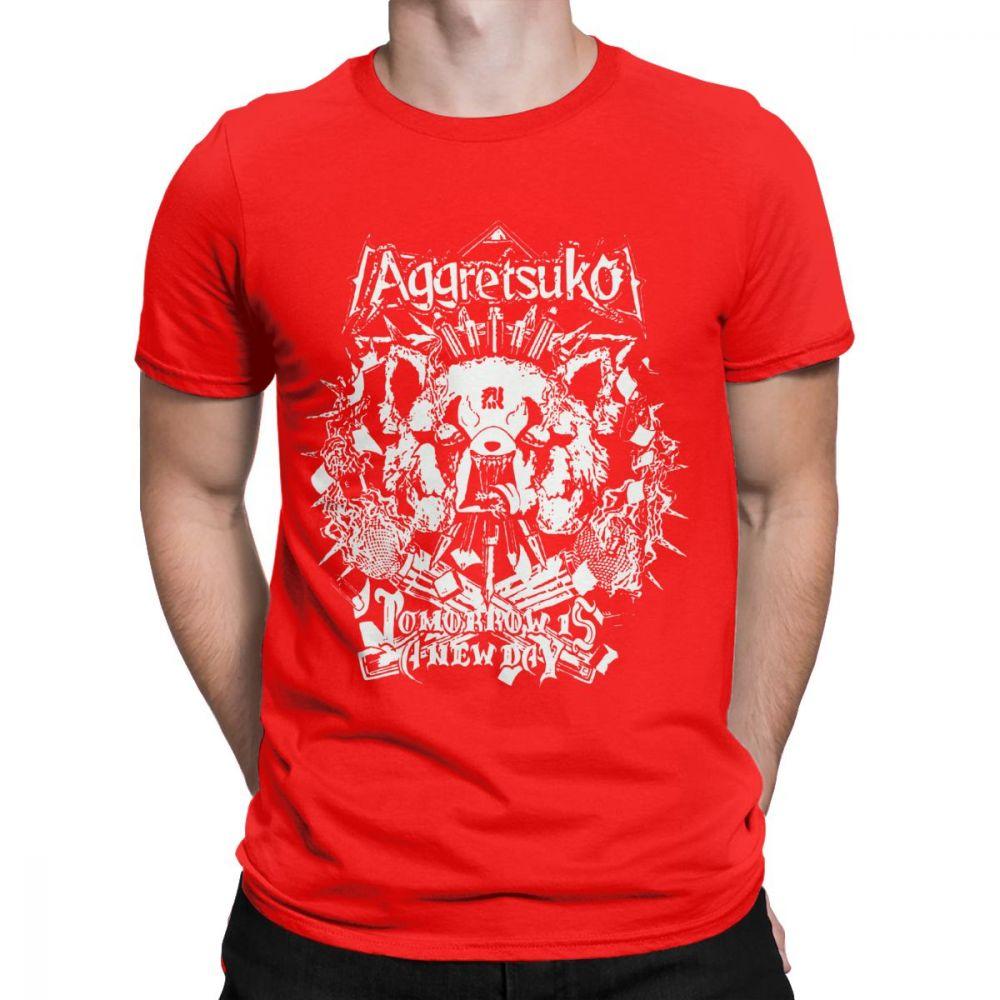 Aggretsuko Fashion TShirt Men Tomorrow Is A New Day Clothes Yogi Red Panda Tshirt Vintage Cotton Tops Short Sleeve Tee Shirts