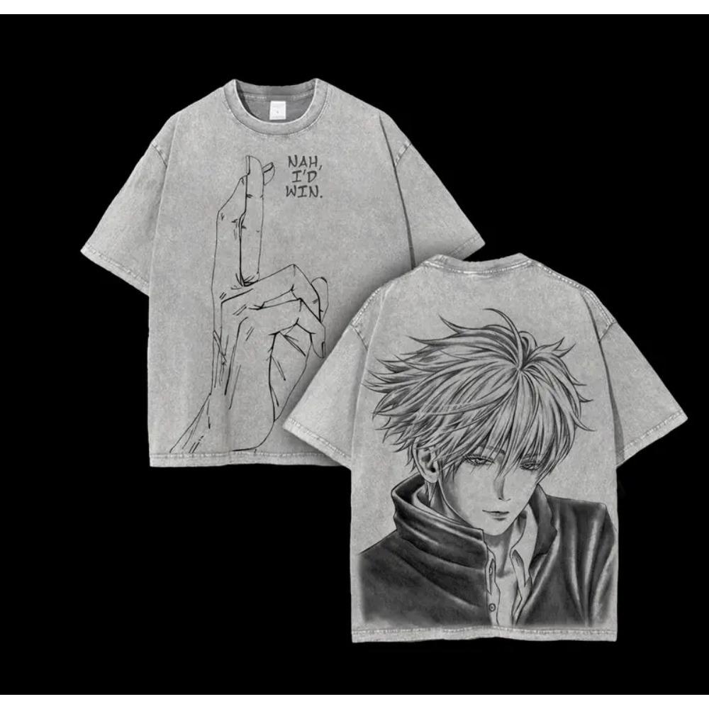 

Годжо Сатору Магическая битва Аниме Одежда Мужская Женская Футболки Манга Винтажная Футболка с Вареным Эффектом Повседневная Хлопковая Футболка Харадзюку Мужская Футболка XXL серый