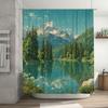 Nature Landscape Shower Curtain Floral Forest Mountain View Backdrop Waterproof Bathroom Decor Vintage Artistic Home Decor