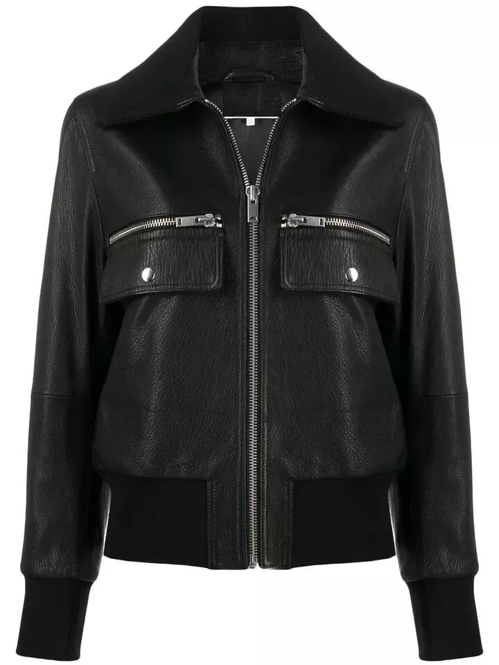 

Бомбер Черная Куртка Женская Натуральная Кожа Мягкая Овчина Ручной Работы Повседневная Стильная 3XL чёрный