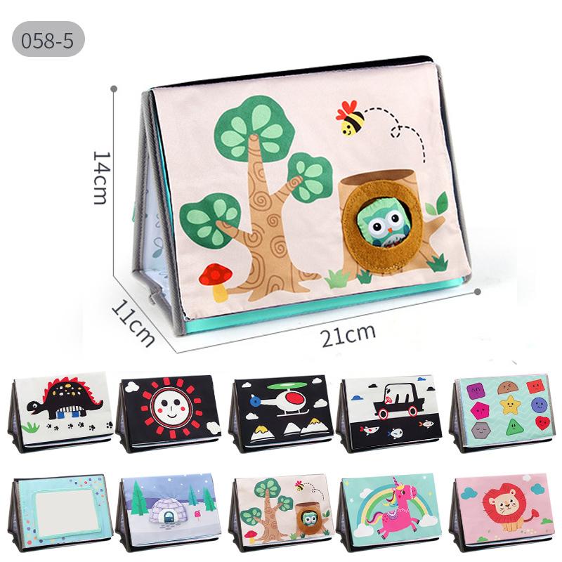 

Baby Tummy Time Mirror Book Montessori Plush Cloth Tactile Book With Crinkle Shapes Animals High Contrast Pages For Newborns