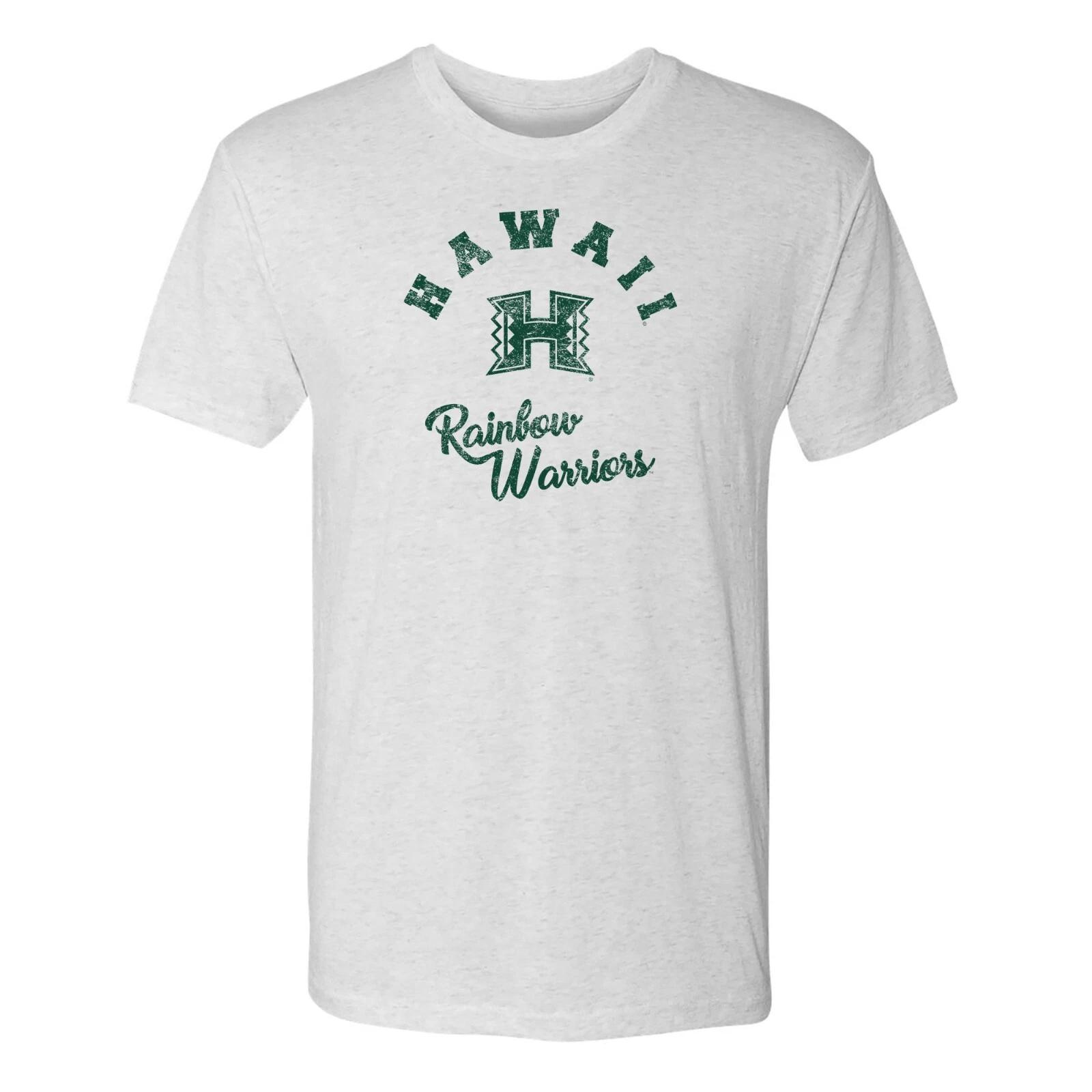 Hawaii Rainbow Warriors Retro Script Triblend T-Shirt - Heather White L