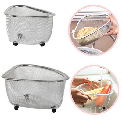 Sink Drain Basket Stainless Steel Triangle Colanders Food Vegetables Filter Storage Organizer Shelf Rack Drainier Kitchen Tools