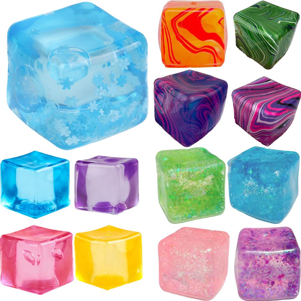 Stresswürfel Squishy Stressbälle für Angst Stressabbau Langsam aufsteigend Funkelnder Malzzucker Knetspielzeug