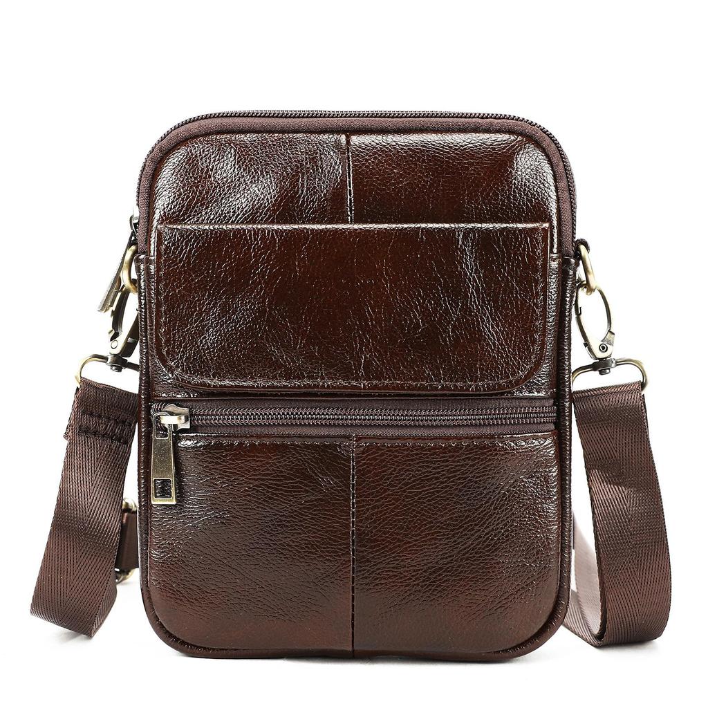 MASIWEI Herr Äkta Läder Axelväska - Bästsäljande Casual Crossbody Messenger Väska