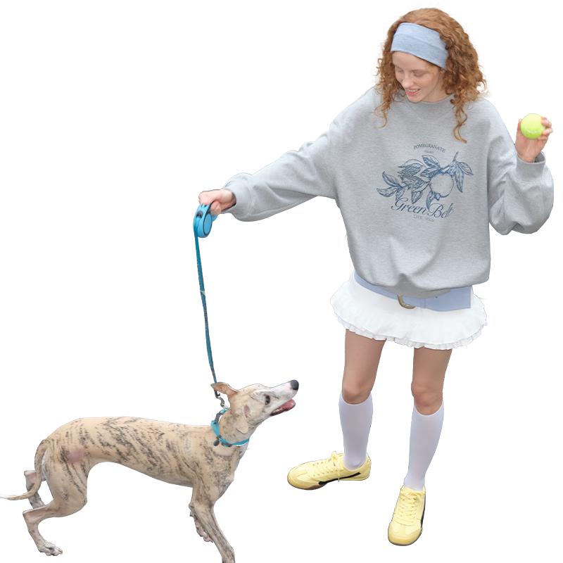 GREEN BELT Women's Retro Plant Print Crewneck Sweatshirt