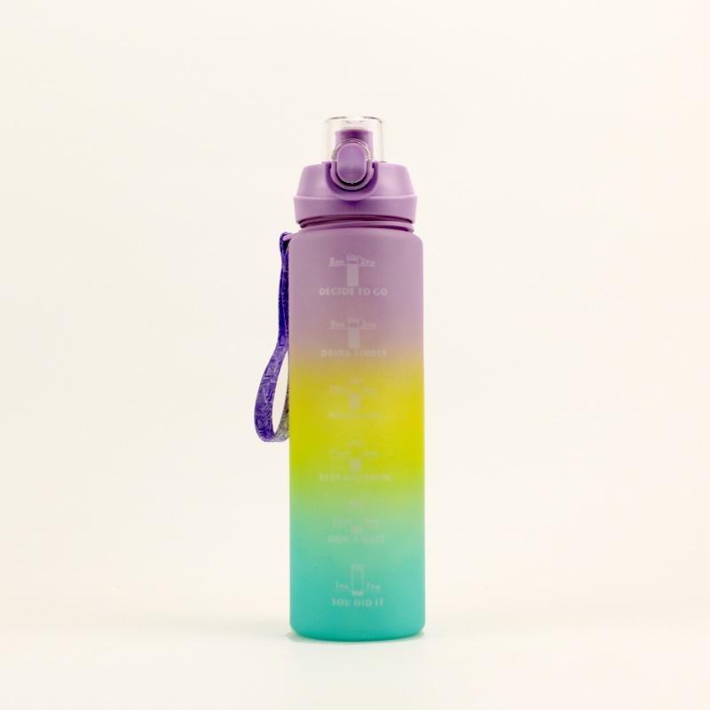 

1L Gradient Sandblasted Pop-Up Lid Water Bottle - Portable, Convenient for Outdoor Use 1000ML фиолетовый