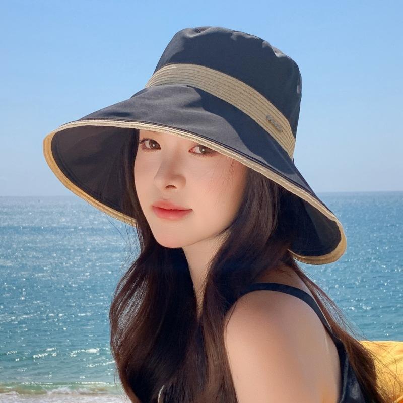 

Женская шляпа-ведро Splicing Fine Grass Bow Big Eaves с защитой от ультрафиолета, солнцезащитная шляпа Cloud Feeling Premium Sun Hat average size (send windbreak rope) чёрный