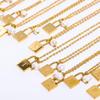 18K Gold Plated Pearl & Stainless Steel Zodiac Lock Pendant Necklace