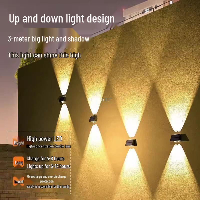 Wasserdichte Solar-Wandleuchte für Außenhof, Garten, Balkon und Terrasse