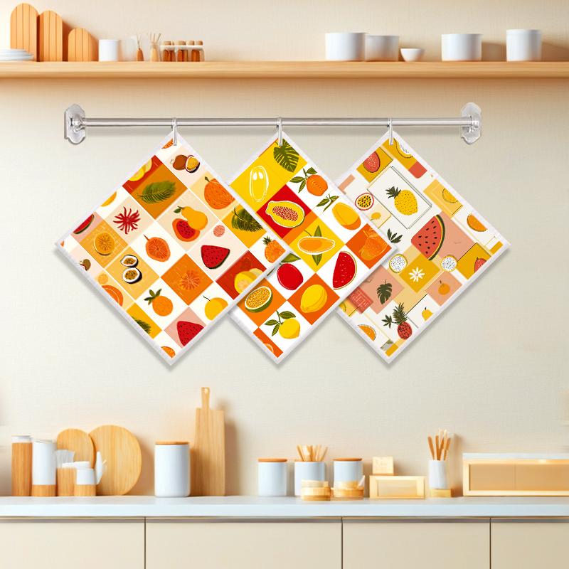Cleaning Cloth Reusable Kitchen Dish Towels Eco-friendly Microfiber Orange Fruits Print Dishcloths Lint Free Washable Duster Rags Tea Towels 9*7inch