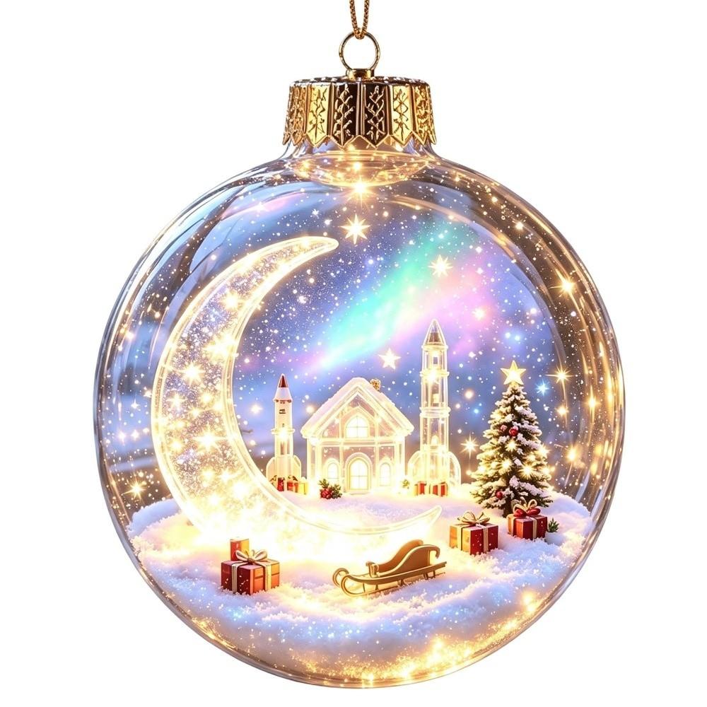 Transparent Christmas Ball Ornament 2D Flat Pattern Lightweight 3D Acrylic Pendant Compact Shatterproof Clear Sphere Bauble