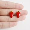 2pcs No Fade Real Gold Plated Enamel Heart Charm Stainless Steel Charms For Jewelry Making Love Pendants Halloween Accessories