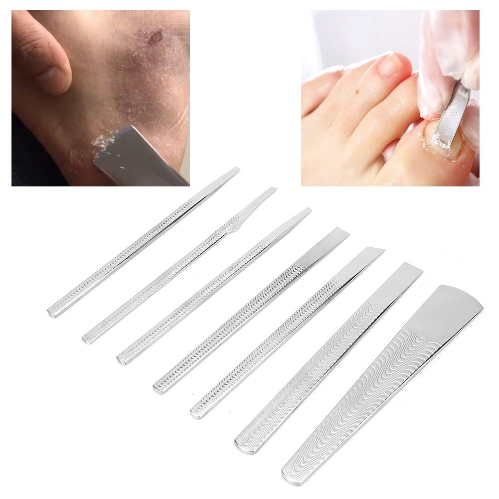 7pcs Stainless Steel Dead Skin Foot Calluses Remover Horny Trimmer Pedicure Tool Set