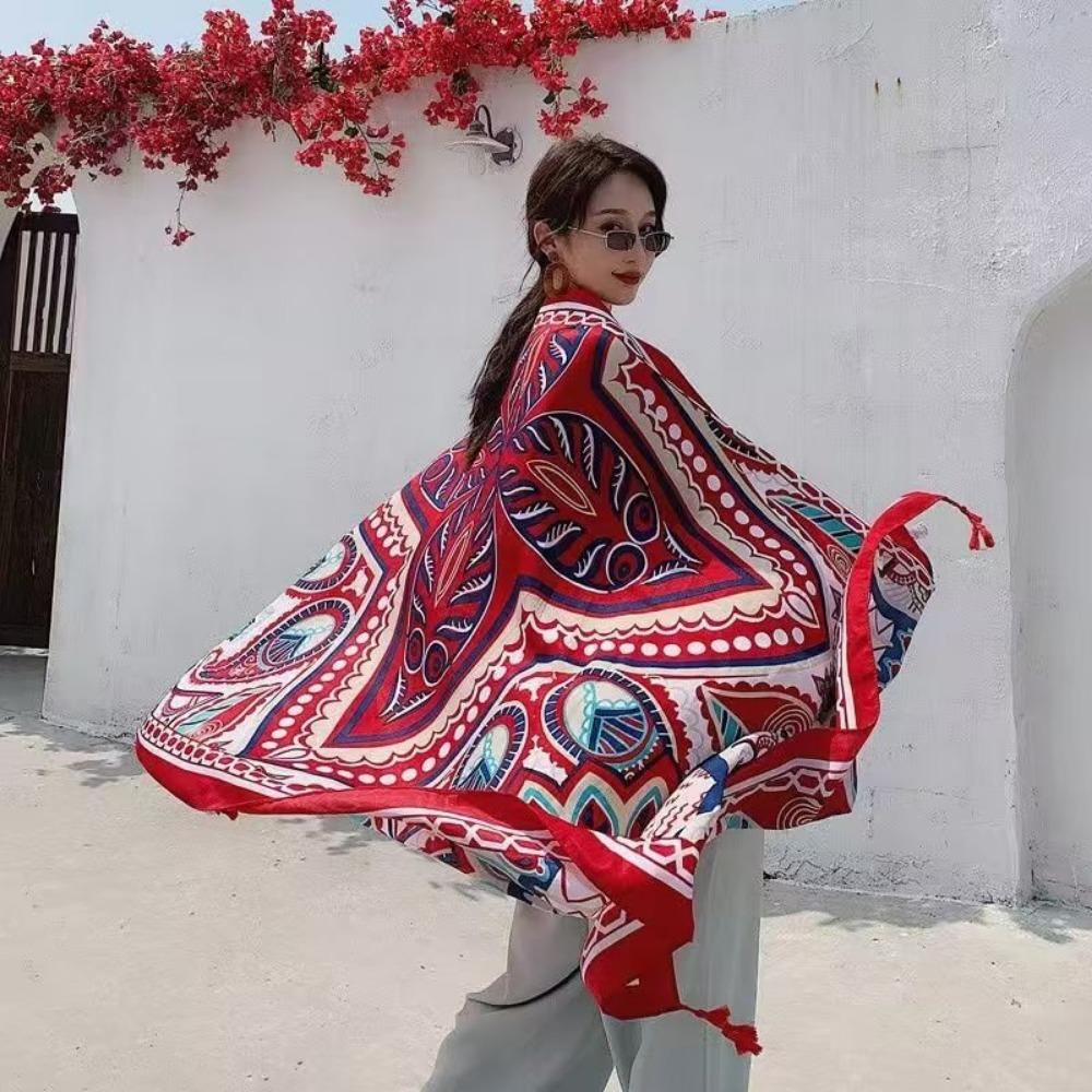 Chaka Salt Lake Great Northwest Tourism Ethnic Style Scarf Silk Scarf Women'S Summer Seaside Beach Shawl Sunscreen Thin