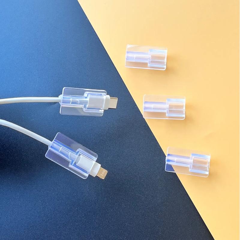 5pcs Soft Silicone Charger Cable Winder Fast Charging Cable Protector Sleeve for Apple IPhone Data Cord Clear Case Clip