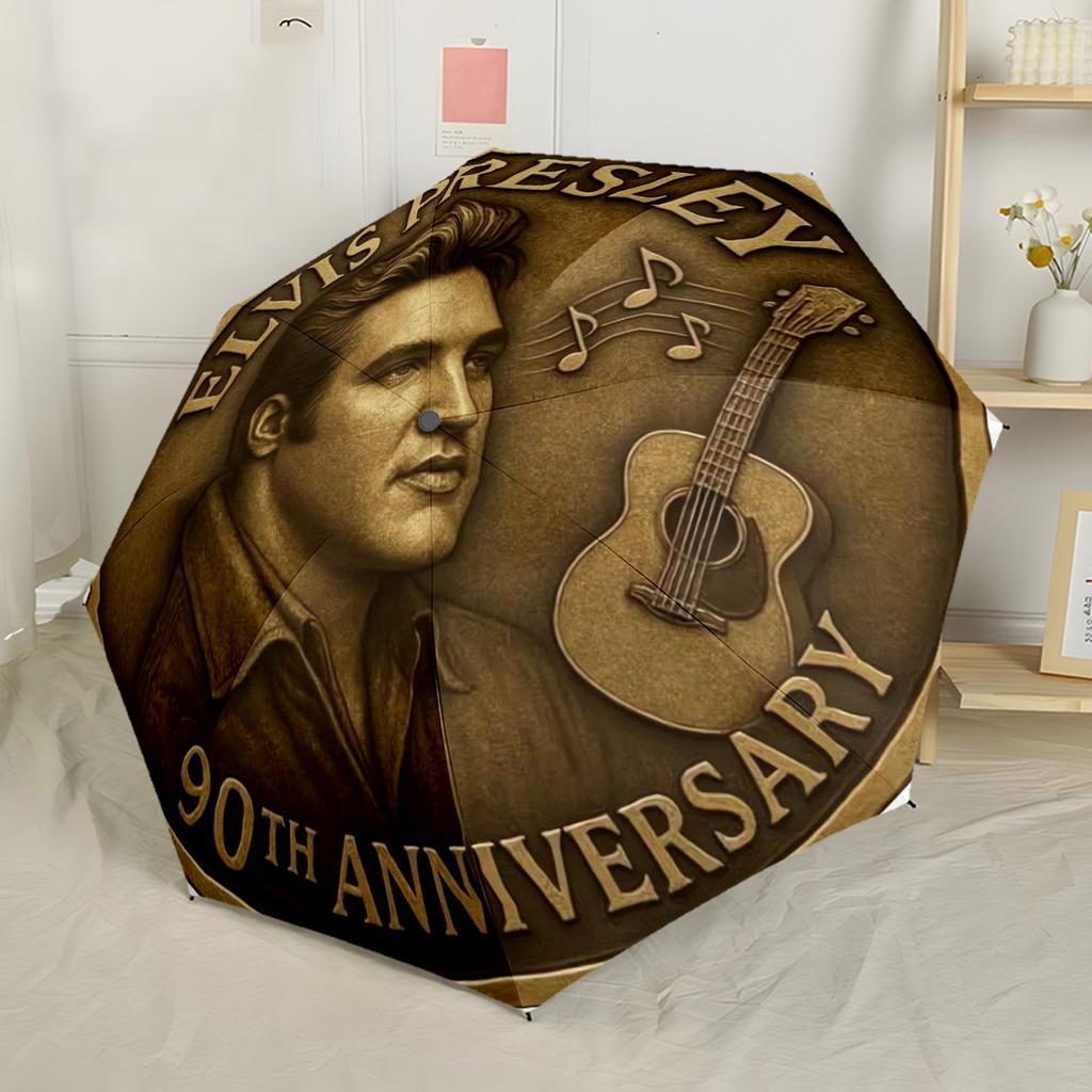 Ombrello Portatile Automatico Elvis Presley's Comeback Special Compatto Resistente Design a 8 Stecche Plastica Resistente Ferro Ombrello per Tutte le Stagioni per Viaggio
