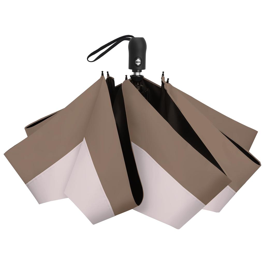 Sisibella Folding UV Light Automatic Full Light Folding Umbrella for Sun and Suitable for Women and Perfect for Watching Dusty Brown X Mocha Umbrella,
