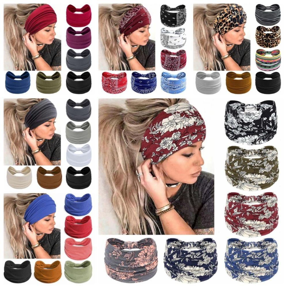 6 PCS Euro-American Style Sports Headband Hip-hop Printed Elastic Hairband Women