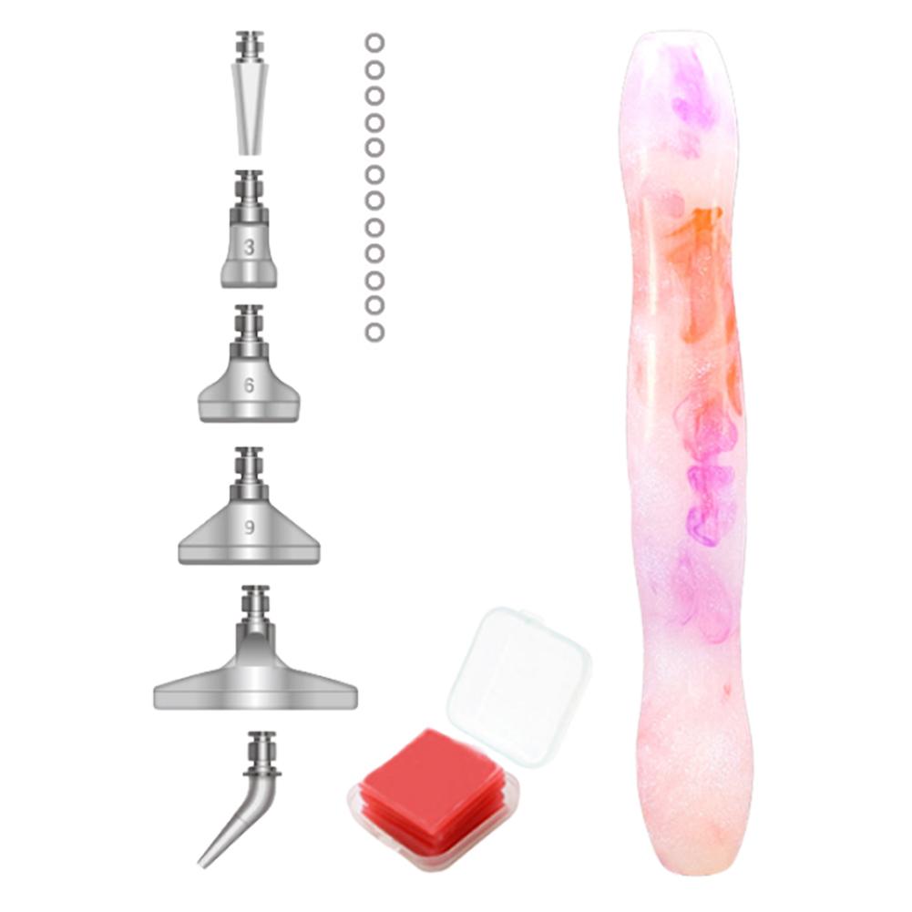 Diamond Painting Art Sticky Drill Dot Pen with 6 Drill Pen Picking Heads and 1 Clay Resin 5D Diamond Painting Pen DIY Art Crafts
