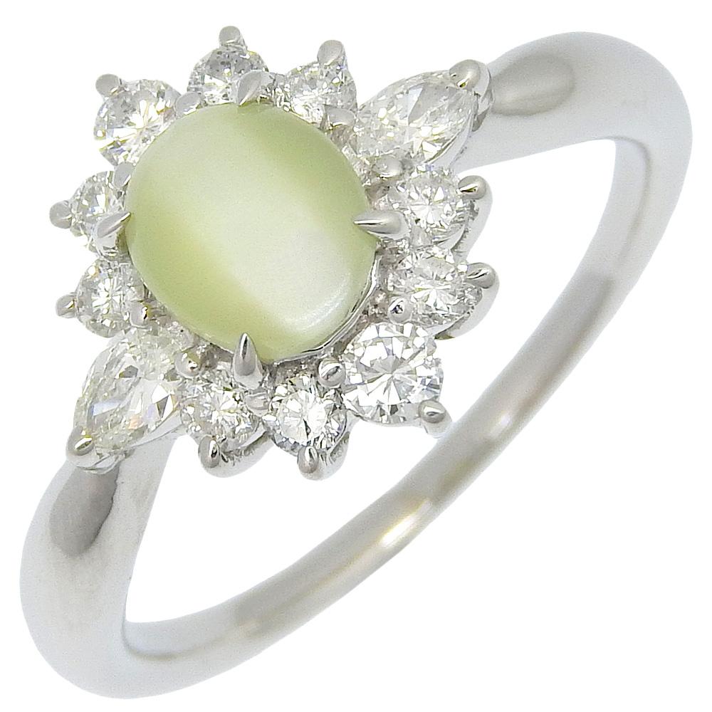 

Ring Pt900Platinum/diamond/Cats eye #7.2(US Size) 5.3g Women Used