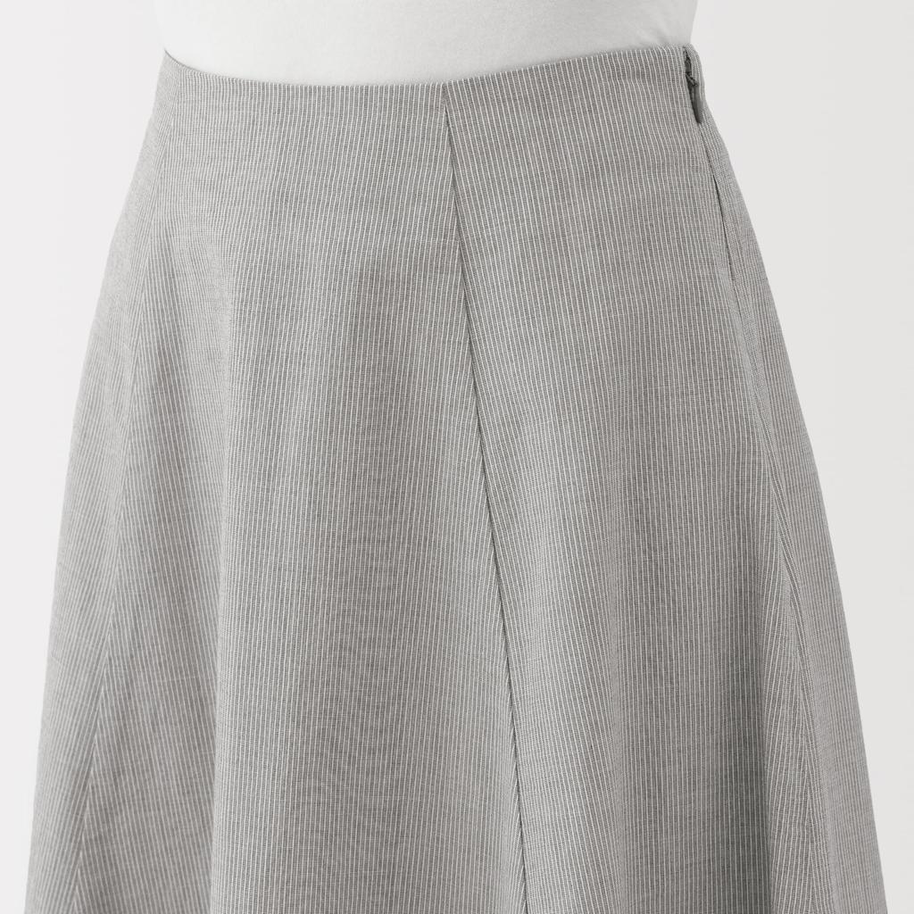 MUJI Women's Cool Flared Skirt, Gray Stripe, Size M, BE1VTA5S