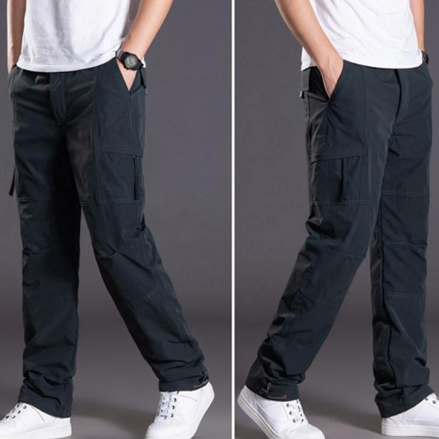 Pantaloni cargo noi pentru bărbați din pluș, calduri, drepte, îmbrăcăminte supradimensionată, gri, versatil, haine de lucru, pantaloni de jogging negri, pantaloni casual din bumbac