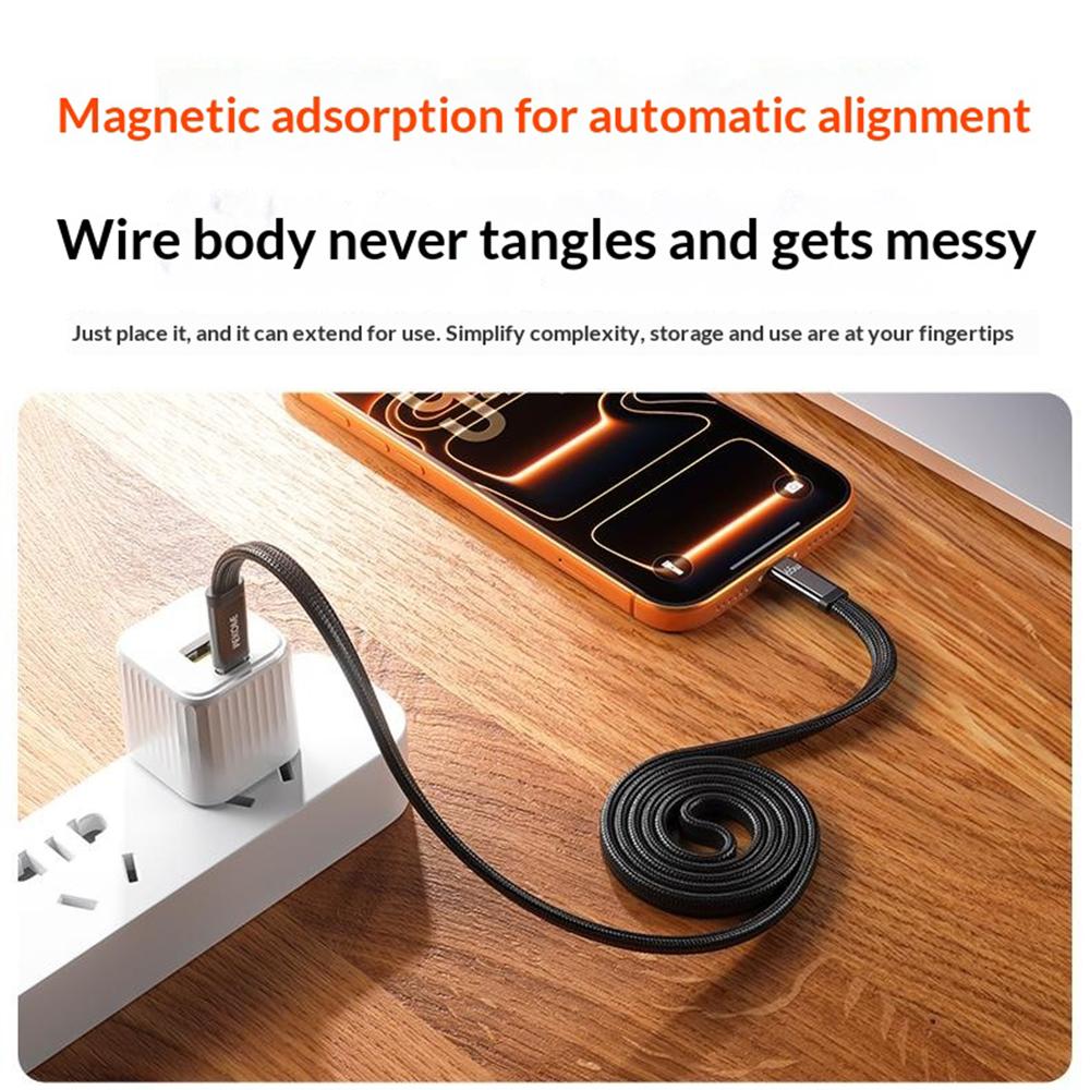 WEKOME WDC-C20 Ultra Thin 1m 65W Magnetic Fast Charging Type-C to Type-C Cable 480Mbps Braided Data Transfer Cable