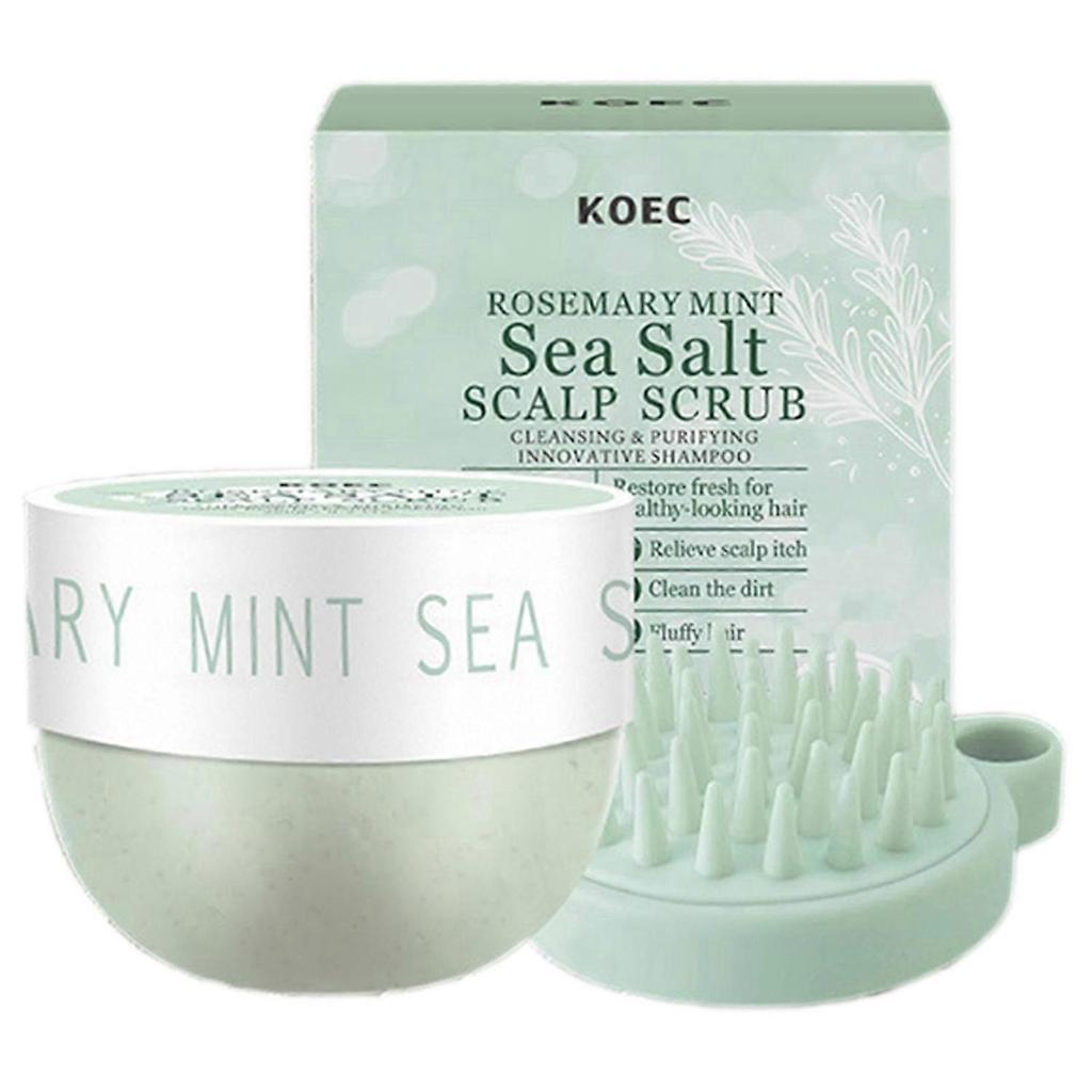 2-in-1 Rosemary Scalp Scrub Shampoo, Sea Salt & Mint calp Care with Massaging Comb for All Hair Types