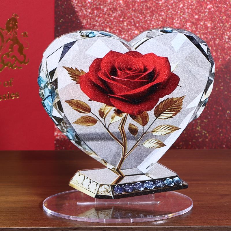 1 Stück Acryl Böhmische Herzförmige Skulptur Ornament Elegante Schreibtischdekoration Für Zuhause Oder Büro