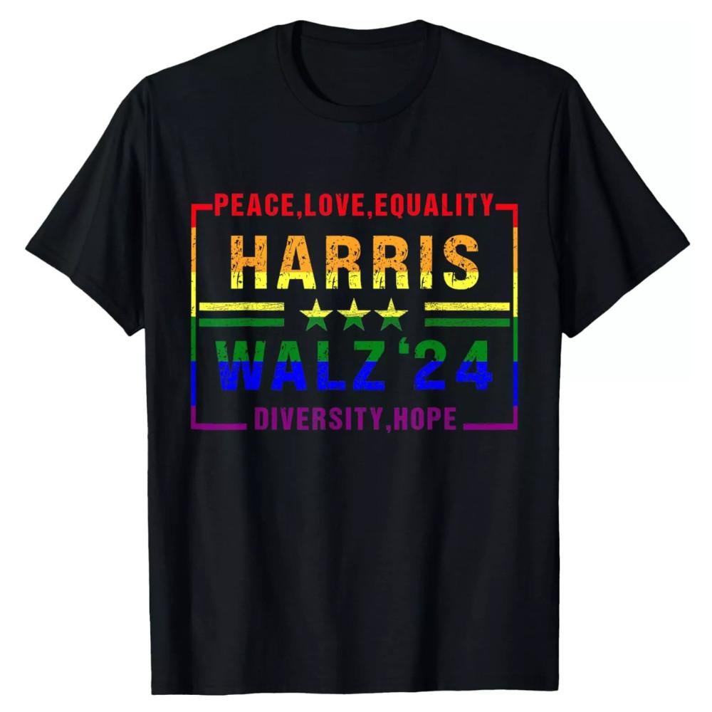 

Kamala Harris Tim Walz 2024 Peace LGBT Harris Walz Waltz T-Shirt Unisex T-Shirt XXXXL