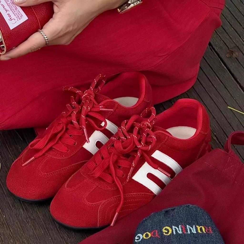 Cow velvet~ gray lace-up casual moral training shoes women's mesh splicing design sports style flat leather Forrest Gump shoes