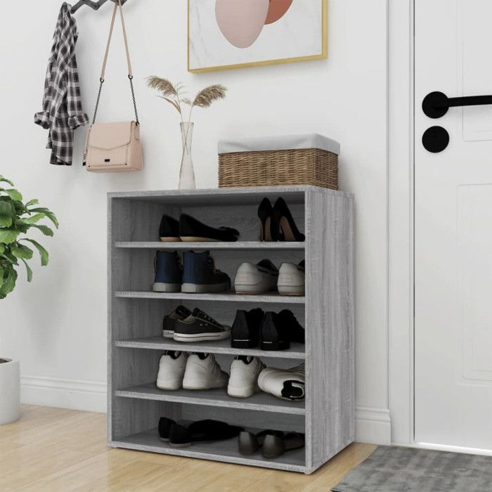 VidaXL Shoe Cabinet Sonoma Grey 60x35x70 Cm Engineered Wood 816015