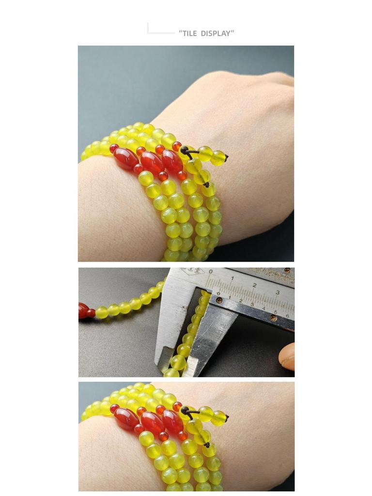 Gelber Achat Chalcedon Lange Kette: Vielseitige Halskette oder Armband mit 0,6 mm elastischer Kordel