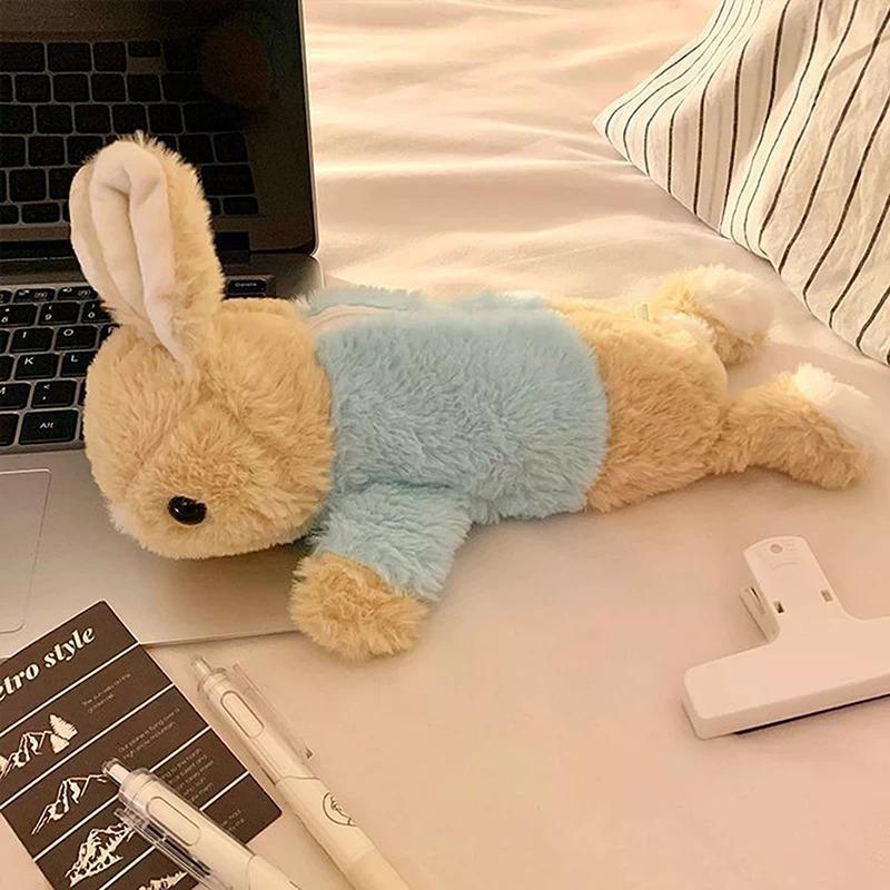 Trousse à Crayons Lapin en Peluche Mignon Poupée Kawaii Sac de Rangement Rentrée Scolaire Sac à Crayons Papeterie Papeterie Étudiant Fournitures Scolaires