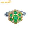 4*5MM Natual Emerald Rings for Women 925 Sterling Silver Wedding Party Fine Jewelry Festival Gift