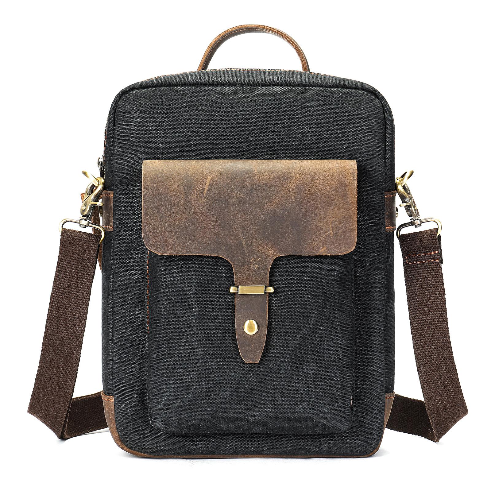 

Мужская сумка Crazy Horse Leather Crossbody Bag Retro Tide Head Layer Cowhide Многофункциональная сумка через плечо из натуральной кожи чёрный